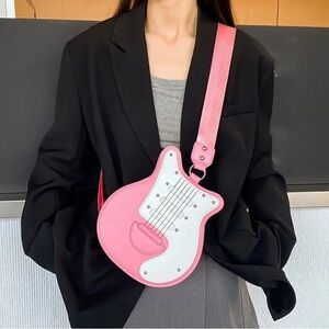 {NEW} Pink Y2K-Inspired Vintage Guitar-Shaped Crossbody Bag
